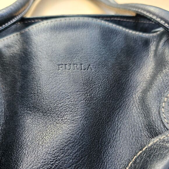 FURLA Black Leather Shoulder Bag Vintage - Picture 4 of 11